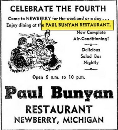 Paul Bunyan Restaurant - Jun 1970 Ad